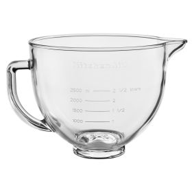 5-Quart Tilt-Head Glass Bowl with Measurement Markings, Clear