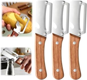 Multi-Functional Vegetable Peeler fo Kitchen: 2 in 1 Stainless Steel Peeler with Wooden Handle and Bottle Opener - Peelers for Potato Pumpkin Pap (Blade Material: Stainless Steel)